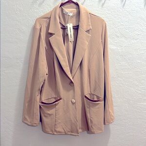 🆕 Agnes Orinda Tan Blazer with Notched Lapels and Relaxed Fit